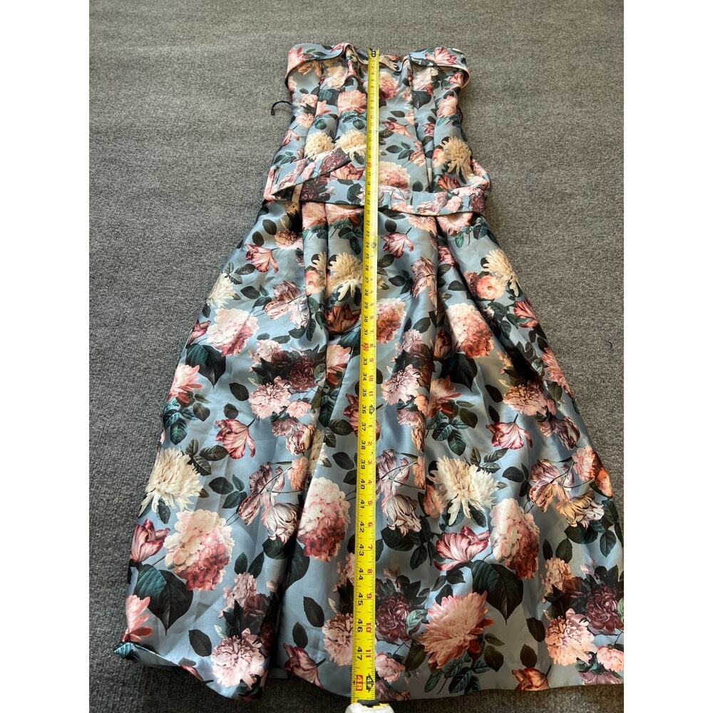 $900 Sachin And Babi Ice Blue Garden Strapless Floral Envelope Brielle Gown 6 - Picture 9 of 12